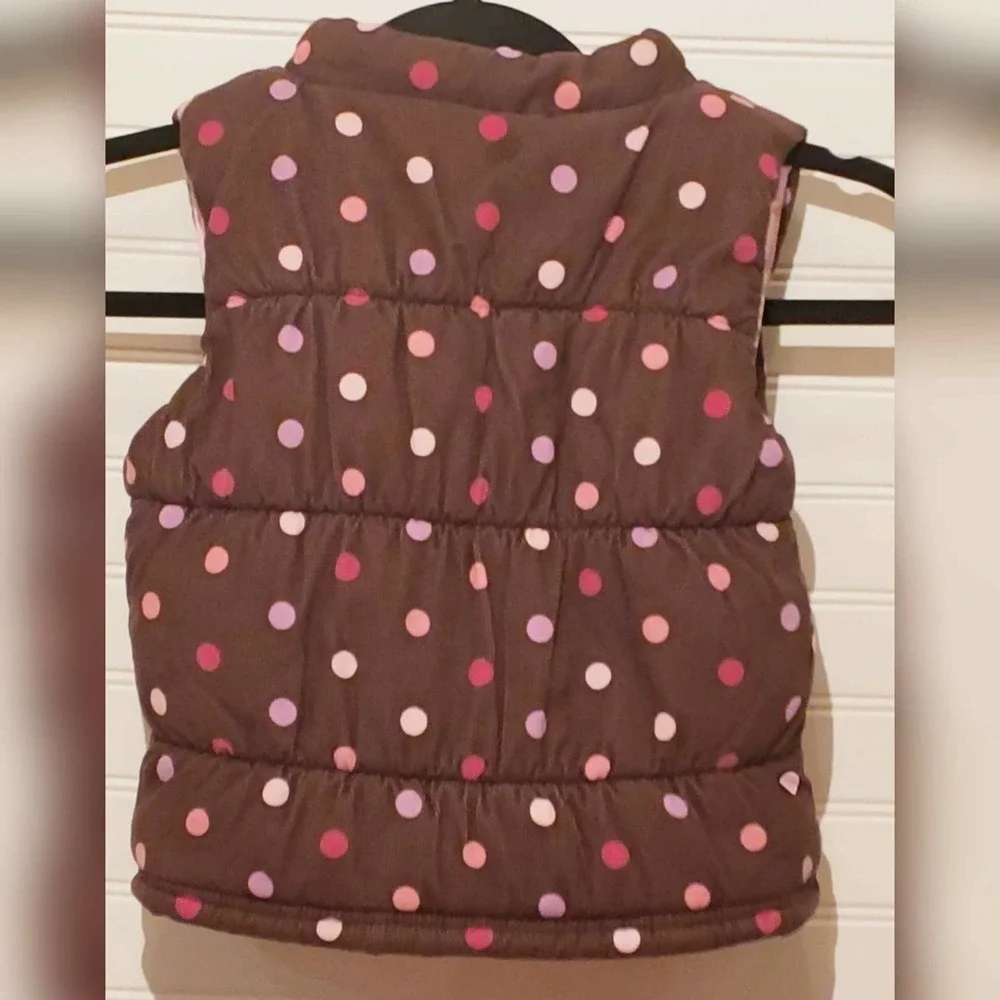 Fall Carter's Brown‎ Polka Dot Vest Pink Inside Outdoors Cute Girls Size 4T